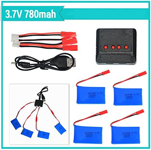 Charger Battery Sets 3.7V 780mAh 20C Lipo Battery 4Pcs and X4 Charger for Mini Quadcopter