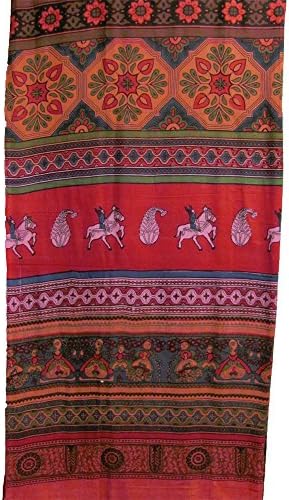 Block Print Kalamkari Handloomed Cotton Bedspread Blanket Throw Red Tones 110"x110" (KING)