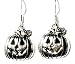 Antique Finish Halloween Pumpkin / Jack-o-Lantern Earrings in Silver on 925 Sterling Silver Earwires, .75