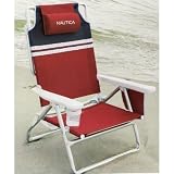 Nautica RED Nautica Light Weight 5 Position Aluminum Beach Chair with Neck Pillow