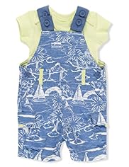 2 Piece Pure Cotton Beach Print Bibshort Dungaree Outfit