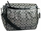 Authentic Coach Signature PVC Coated Canvas Baby Messenger Bag 18373 Black White
