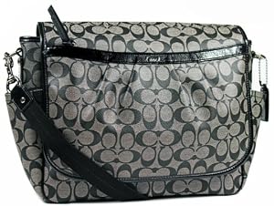 Authentic Coach Signature PVC Coated Canvas Baby Messenger Bag 18373 Black White