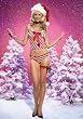 Christmas 2Pc Candy Stripe Mesh Cami Sexy Lingerie Intimate Apparel With Satin Bow And Bikini Panty