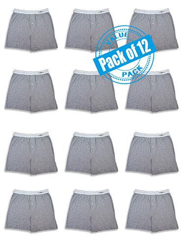 Men's 12 Pack Knit Cotton Jersey Boxer Sleep Shorts