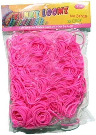 Funky Loomz Rubber Band Refills. (600 Bands +25 S-clips) (Pink)