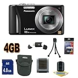Panasonic Lumix DMC-ZS8 DMC-ZS8K DMCZS8K 14.1 MP Digital Camera with 16x Wide Angle Optical Image Stabilized Zoom 3.0-Inch LCD (Black) Accessory Saver 4GB Bundle