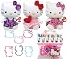 Ty Beanie Babies Hello Kitty St. Valentine's Day Gift - Red Heart, Purple Tartan, Pink Plaid - 3 BB plush toys & set of 12 HK beanie bandz bracelets