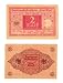 1920 Germany Early Weimar Republic Very Rare Uncirculated 2 Mark Banknote with Misplaced Eagle Stamp