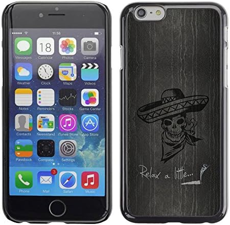 Rubber Case Hard Shell Cover Protective Accessory BY RAYDREAMMM - Apple iPhone 6 Plus 5.5 - 420 Marijuana Sombrero Smoking Skeleton Skull Relax