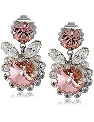 Sorrelli "Crystal Rose" Round Cut Crystal Cluster Post Drop Silvertone Earrings