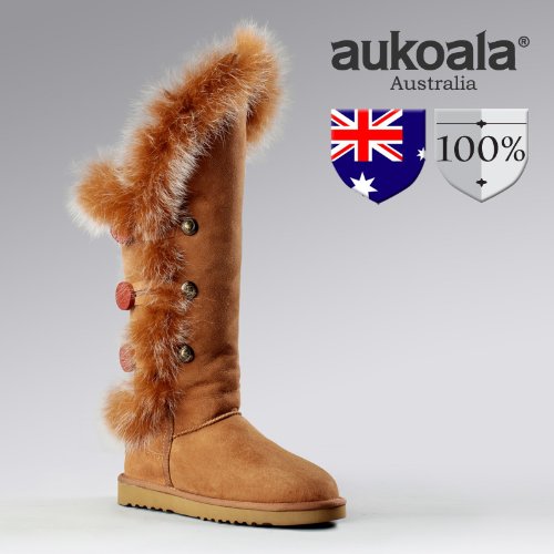 Aukoala Australia Sheepskin Warm Narnia Winter Boots For Womens_Chestnut_Us Size 5 On Sale