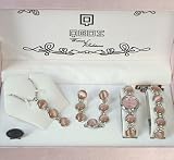  : QBOS Ladies Optal Stone Watch,Bracelet,Earrings,Ring & Chain with Pendant (Pi...