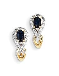 14k Yellow Gold Diamond & Sapphire Earrings