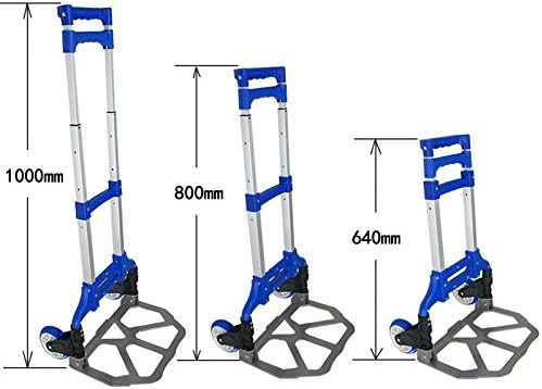 Zeny Compact Folding Aluminium Hand Truck Trolley Luggage Cart with Wheels Foldable