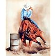 Rodeo Cowgirl Barrel Racing 1 Quality Art Poster Print - 20" X 16"