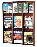 Wooden Mallet 9-Magazine/18-Brochure Divulge Wall Display with Brochure Inserts, Mahogany