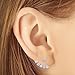 14K Gold Plated Sterling Silver Front Back 2 in 1 CZ AAA Quality Stud and Ear Jacket Cuff Earrings Set