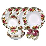 Royal Albert Old Country Roses 12-Piece Bowl and Napkin Ring Set