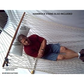 HAMMOCK AND STAND COMBO WITH SOLAR RECHARGEABLE AM FM RADIO AND PILLOW by California Hammocks