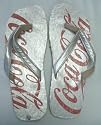 Coca Cola Coke Soda Pop - Womens Silver Grey Red Logo Sandals Flip Flops