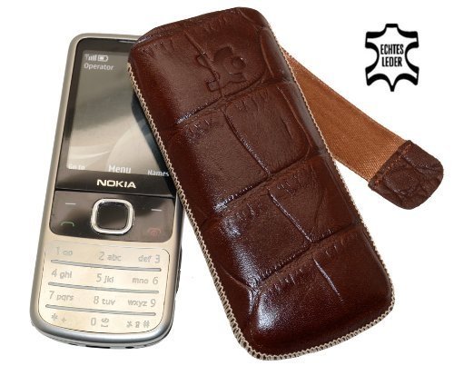 Suncase Ledertasche (Lasche mit R&uuml;ckzugfunktion) f&uuml;r Nokia 6700 Classic croco-braun Preisvergleich