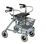 `Rollator 4Wheel Bariatric EXP Winnie Wlkr Steel Lt Blue/Chr Adjustable width handles allow for eas