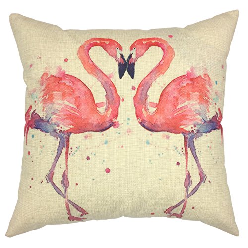 YOUR SMILE-Flamingo Cotton Linen Throw Pillow Covers Decorative 18 x 18