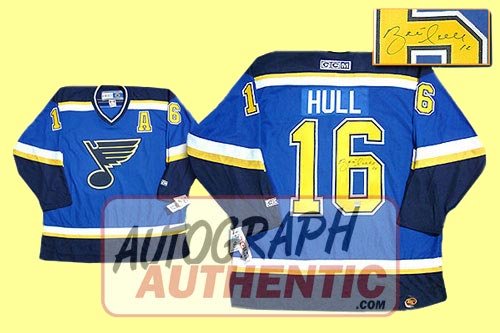 Autographed Brett Hull St. Louis Blues Jersey (Blue)