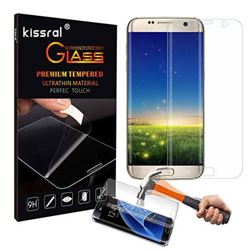 Galaxy S7 Edge Screen Protector, KissralÂ® Samsung Galaxy S7 Edge Curved Edge Screen Protector [Full Screen Coverage], Ultra Slim HD Clear Protector Tempered Glass Screen for S7 Edge(Transparent)