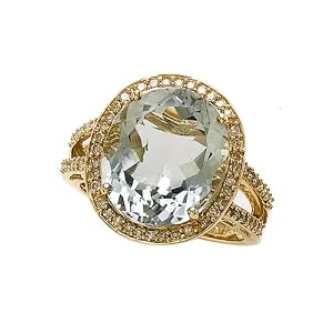 6.77 cttw Genuine Green Amethyst Ring by Effy CollectionŽ in 14k Yellow Gold... by