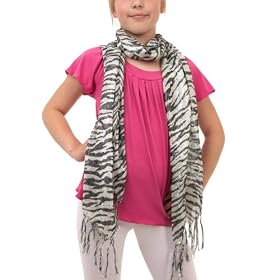 Amy Byer Girls 7-16 Two-Fer Knit Top With Zebra Print Scarf