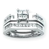 Sterling Silver 1 ct. Square Shaped Cubic Zirconia Bridal Engagement Set