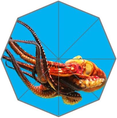 POOKOO! Best Custom Cute Animal Octopus Compact 43.5 Inch Foldable Umbrella, Women Umbrella,Men Umbrella,Travel Umbrella,Children Umbrella!Good gift!
