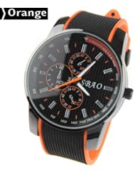 Fashionable Unisex Round Case Style Quartz Watch Wrist Watch Timepiece - Orange