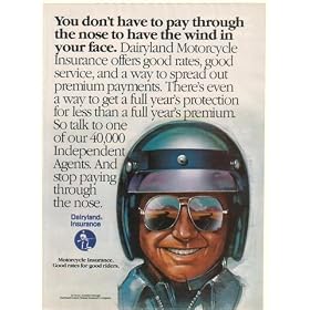 1983 Dairyland Motorcycle Insurance Don't Pay Through Nose Print Ad (18591)