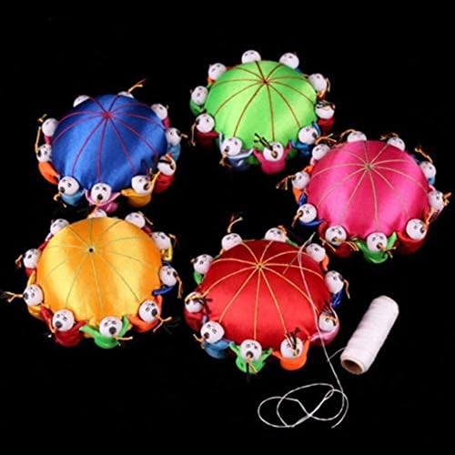 2pcs Chinese Handmade Silk Sewing Tool Vintage Pin Cushion With10 Cute Kids