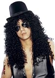 Deluxe Black Curly Rocker Wig - Adult Std.