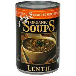 Amy's Light in Sodium Organic Lentil Soup, 14.5-Ounce Cans (Pack of 12)