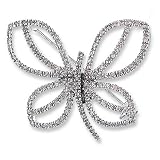 14K White Gold Diamond Butterfly Pin