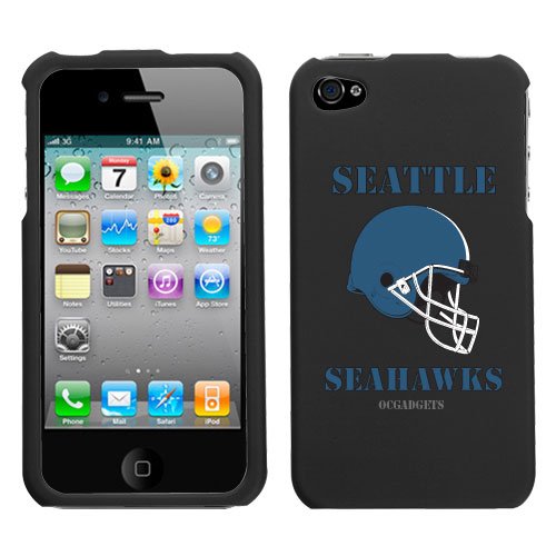 iPhone 4 4S Seattle Seahawks Black Superior Helmet Snap on Hard Cover