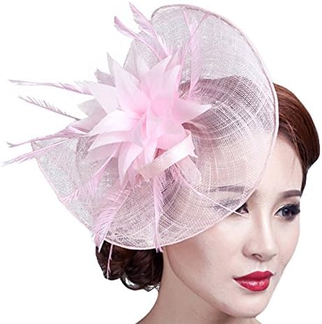 Kentucky Derby Fascinator Pillbox Hat Wedding Tea Party Headwear for Women (Light pink)