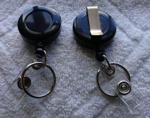 ID Badge Reel, Solid Black, 30'' Retractable Nylon Cord, Metal Slide Belt Clip, Sold Individually