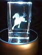 Laser Etched Crystal Cube Horse Running