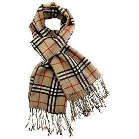 100% Pashmina Cashmere Classic Plaid Tassel Ends Long Scarf Shawl - Various Colors Available