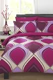 BOLD PRINT PURPLE & PINK DOUBLE DUVET COVER BED SET