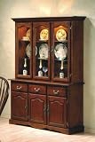 Dark Distress Oak Finish Solid HardWood China Cabinet Buffet Hutch