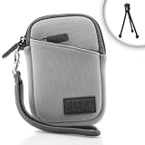 Protective Neoprene Glove Case (grey) With Wrist Strap and Belt Loop for Flip Video Camera , Ultra HD , Mino , Slide and More! *Includes adjustable tripod