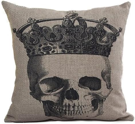 Cotton Blend Linen Throw Pillow Cushion Covers (Skull_04)