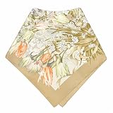 Valentino White & Camel Floral Printed Silk Square Scarf